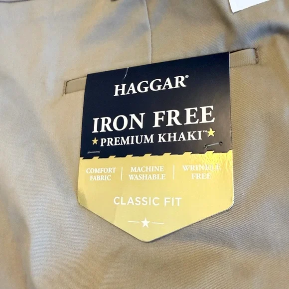 Haggar Big Men Iron Free Premium Comfort Stretch Khaki Dress Pants 50x29 - Picture 8 of 15